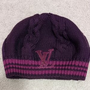 Authentic Louis Vuitton Dark Purple and Pink Knit Hat